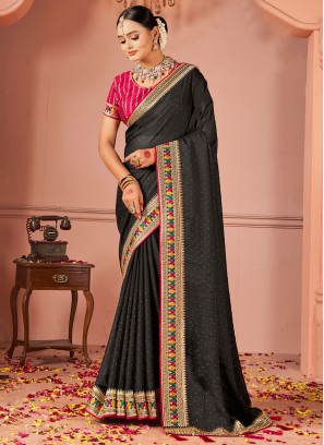 Rangoli Embroidered Trendy Saree in Black