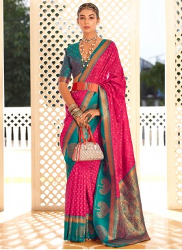 Rani Banarasi Silk Contemporary Saree