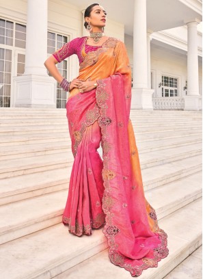 Rani Crepe Jacquard Wedding Trendy Saree