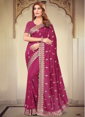 Rani Party Vichitra Silk Traditional Saree