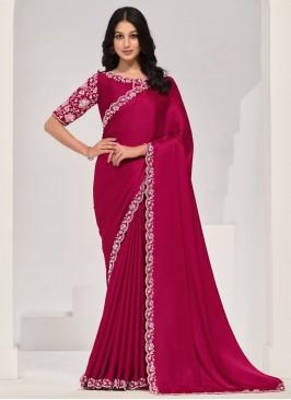 Rani Satin Silk Sequins Contemporary Saree