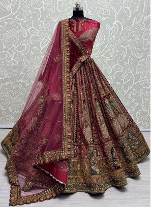 Rani Velvet Sequins Lehenga Choli