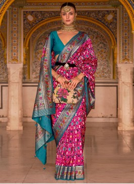 Rani Weaving Patola Silk  Contemporary Saree