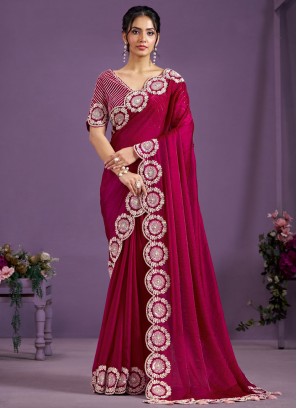 Rani Wedding Satin Silk Classic Saree