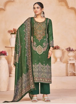 Ravishing Embroidered Green Pashmina Trendy Salwar