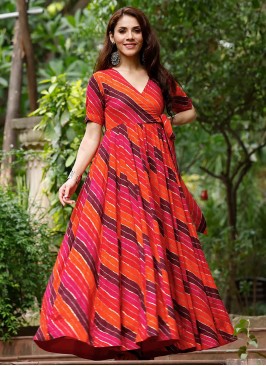 Rayon Multi Colour Digital Print Readymade Gown