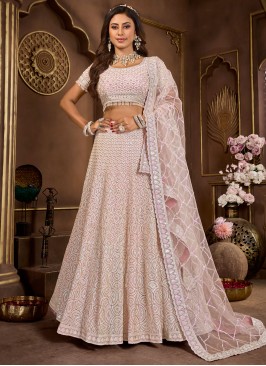 Readymade Lehenga Choli Embroidered Net in Pink