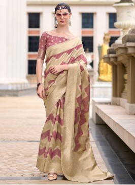 Red and Wine Cotton Silk Weaving Trendy Saree