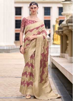 Red and Wine Cotton Silk Weaving Trendy Saree