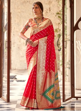 Red Border Silk Classic Saree