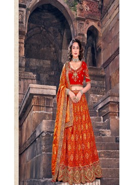 Red Color Banarasi Silk Lehenga Choli