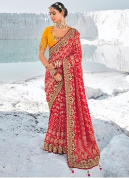 Red Color Classic Saree