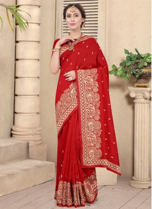 Red Color Traditional Designer Saree