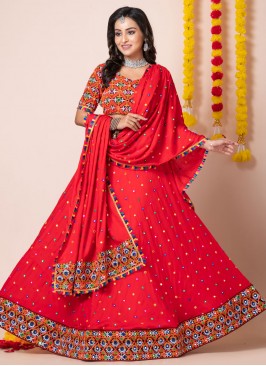 Red Rayon Lehenga Choli