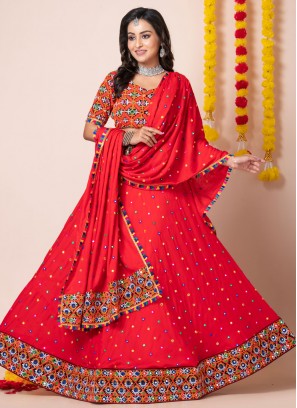 Red Rayon Lehenga Choli