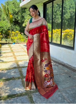 Red Woven Classic Saree