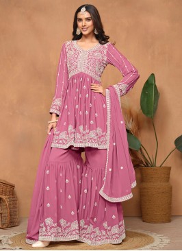 Regal Embroidered Faux Georgette Trendy Salwar Kam