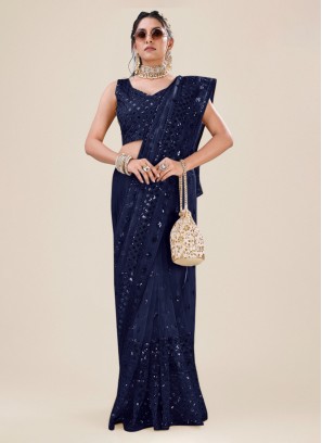 Regal Net Navy Blue Designer Saree