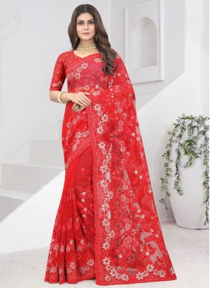 Resplendent Red Designer Saree