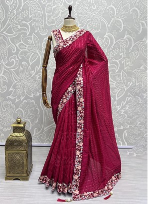 Resplendent Sequins Vichitra Silk Trendy Saree
