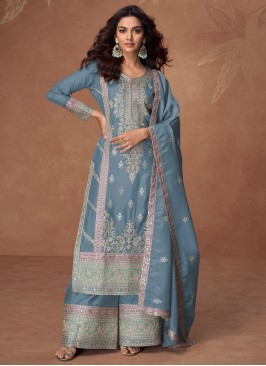 Riveting Blue Festival Designer Salwar Suit