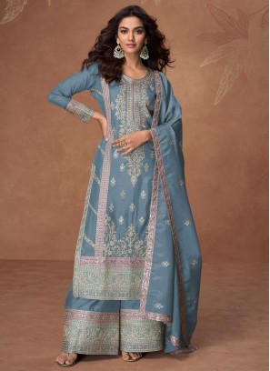 Riveting Blue Festival Designer Salwar Suit