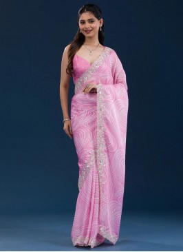 Rose Pink Party Classic Saree