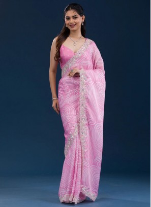 Rose Pink Party Classic Saree