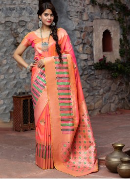 Rose Pink Weaving Traditional Designer Saree