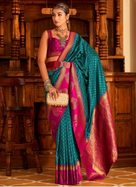 Royal Banarasi Silk Blue Zari Trendy Saree