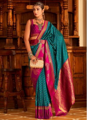 Royal Banarasi Silk Blue Zari Trendy Saree