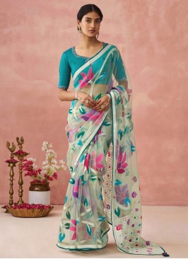 Ruritanian White Brasso Classic Saree