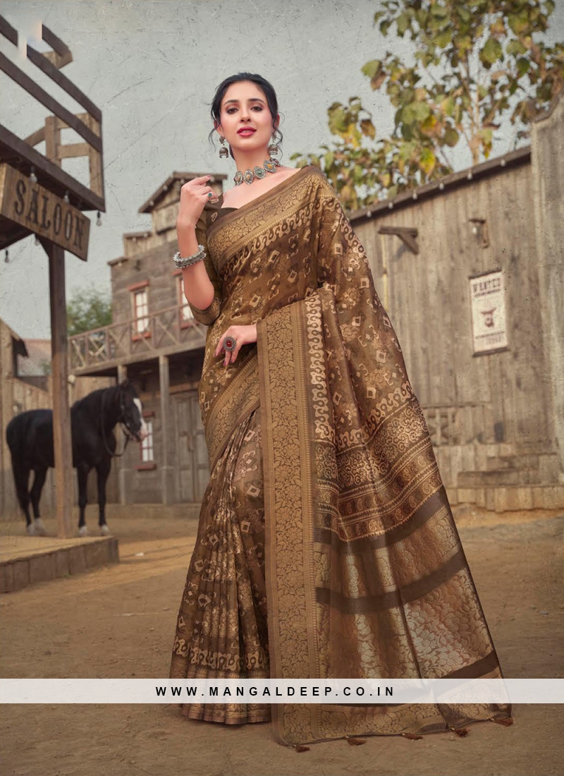 Stunning Function Wear Kanjivaram Silk Saree In Rust Color