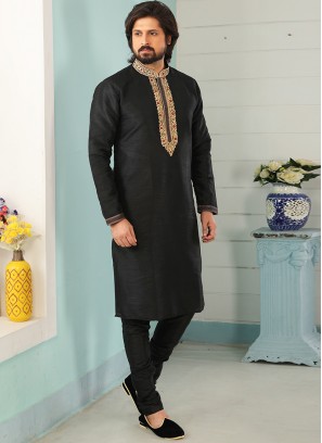 Sangeet Function Wear Black Color Designer Kurta Pajama