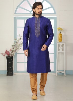Sangeet Function Wear Blue Color Designer Kurta Pajama
