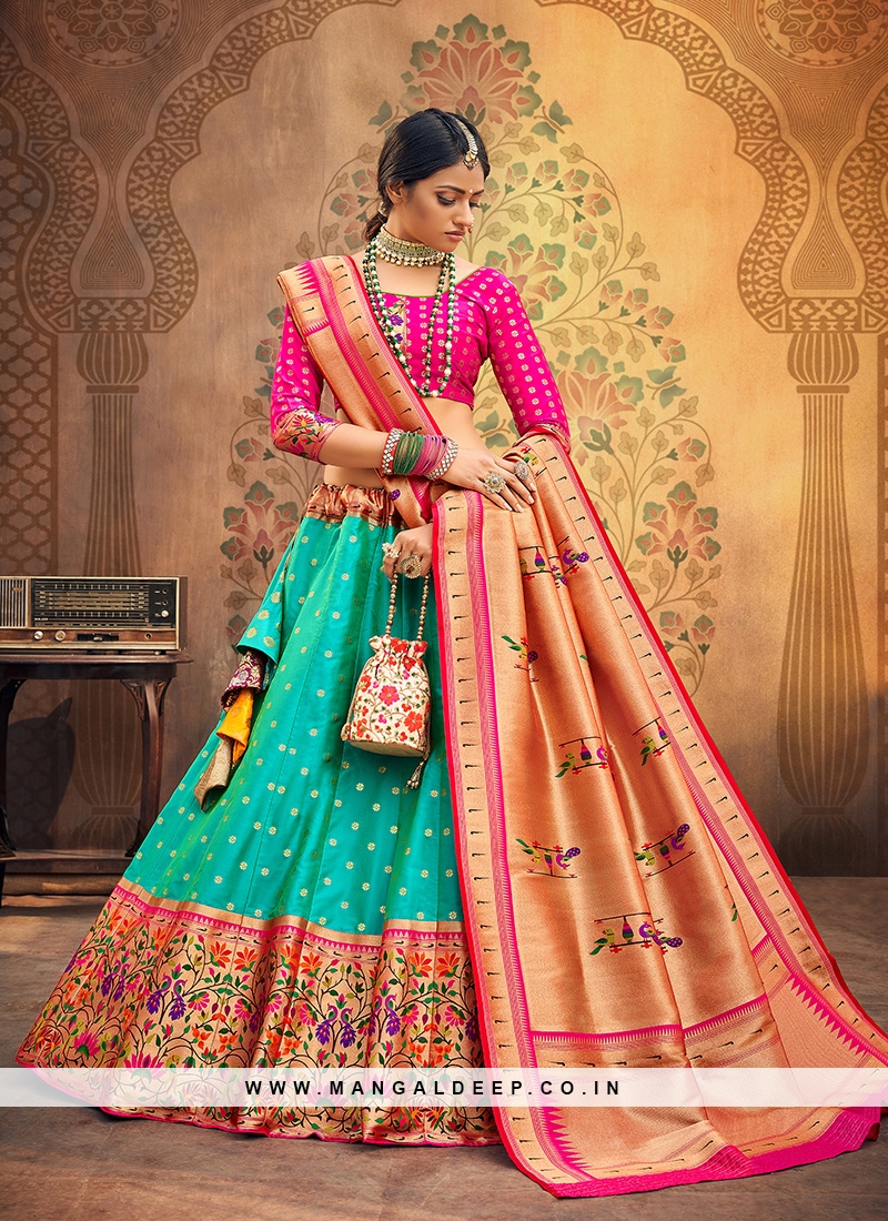 Buy Multicolor zigzag printed design wedding lehenga choli at fealdeal.com