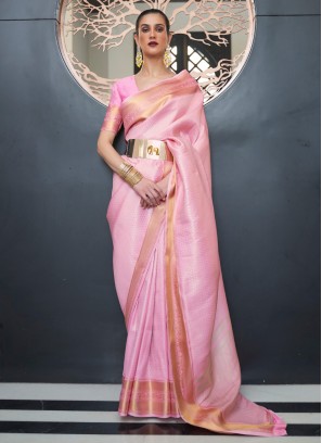 Saree Weaving Silk in Pink