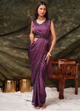 Satin Silk Purple Traditional Saree