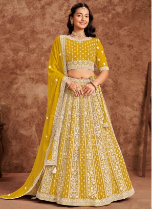 Savory Embroidered Faux Georgette Trendy Lehenga Choli