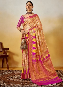 Savory Zari Cream Silk Trendy Saree