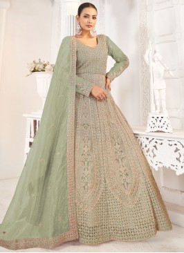 Sea Green Color Floor Length Gown