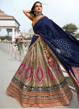 Sea Green Embroidered Mehndi Trendy Lehenga Choli