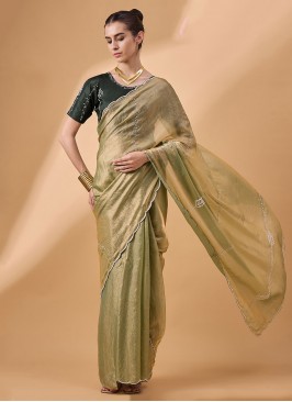 Sea Green Muslin Party Trendy Saree