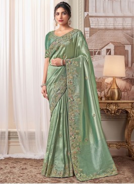 Sea Green Sangeet Viscose Designer Saree