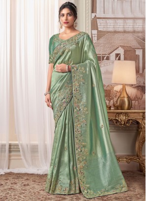 Sea Green Sangeet Viscose Designer Saree