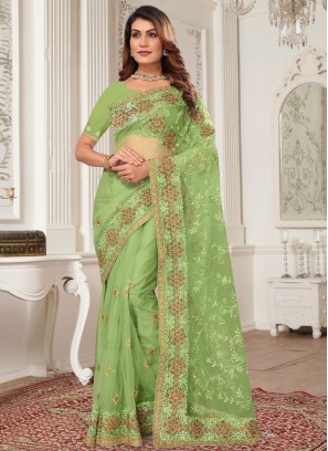 Sea Green Stone Trendy Saree