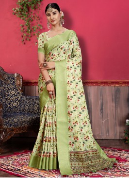 Sea Green Weaving Banarasi Silk Contemporary Style Saree