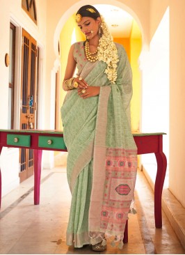 Sea Green Woven Party Contemporary Saree