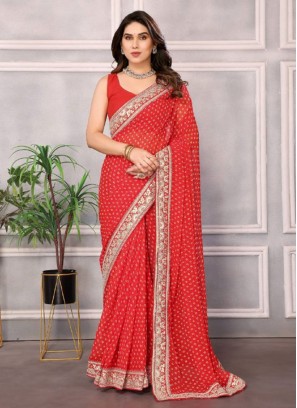 Sensational Georgette Embroidered Saree