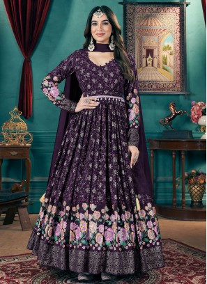 Sensible Purple Sangeet Trendy Gown